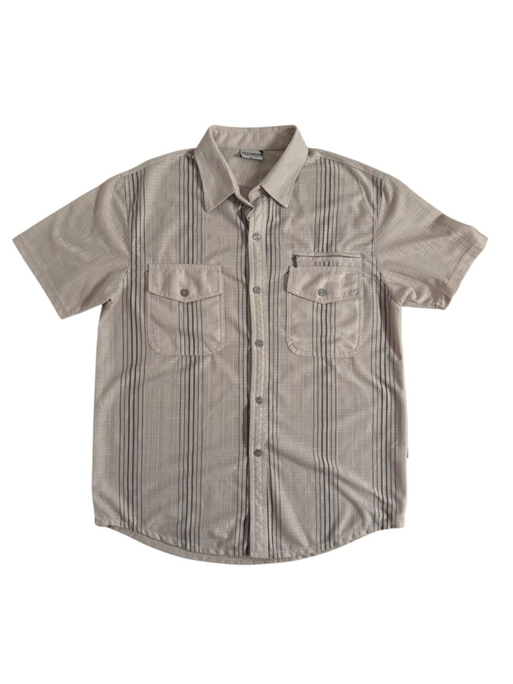 Zeepmayer Linen Tan and Grey Safari Button Down Shirt